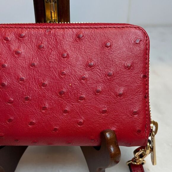 Michael Kors Ostrich Leather Full Zip Wristlet Clutch Wallet NWOT - Picture 7 of 16